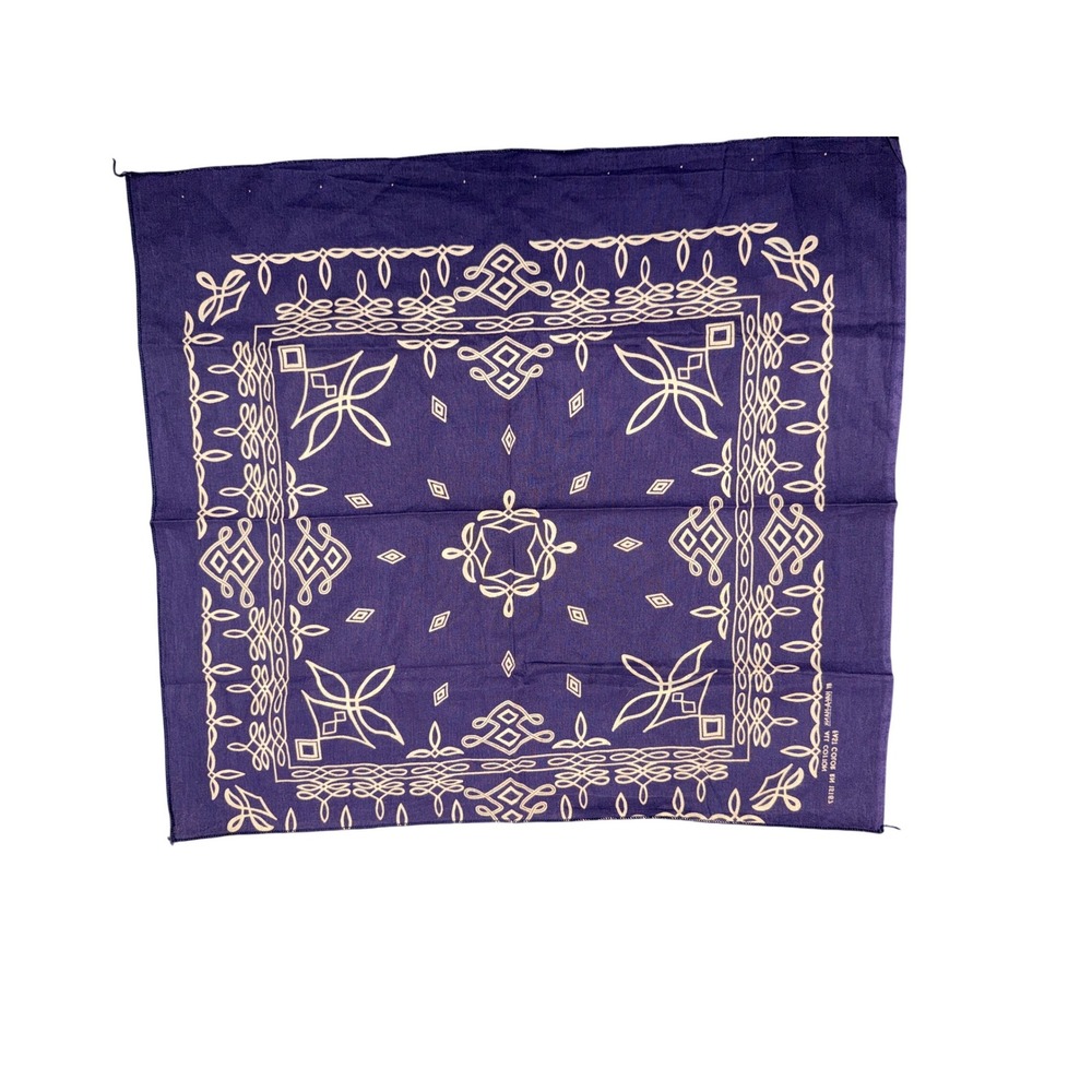 Hav-A-Hank Cotton Bandana Geometric Scrollwork Square Scarf‎ RN 15187 USA